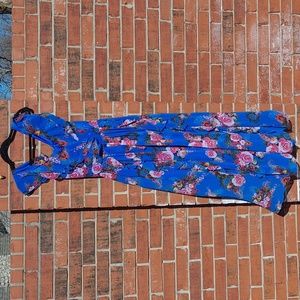 Blue Floral Ruffle Dress by Boston Proper size 8